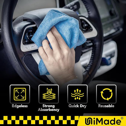 Microfiber Cleaning Cloth, 24 Pack Reusable Microfiber Towels for Cars Lint Free Cleaning Shop Towel Rags for Home Kitchen Automotive Bar Mechanic Restaurant Garage, 11.5"x 11.5", Blue