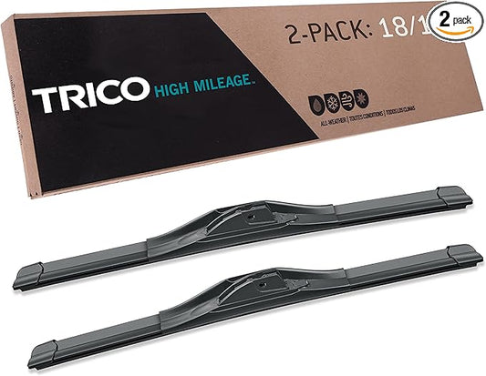 TRICO Solutions™ High Mileage 18 Inch Pack of 2 High Performance Automotive Replacement Windshield Wiper Blade for Select Ford, Chevrolet, Mazda and GMC Models (56-1818)