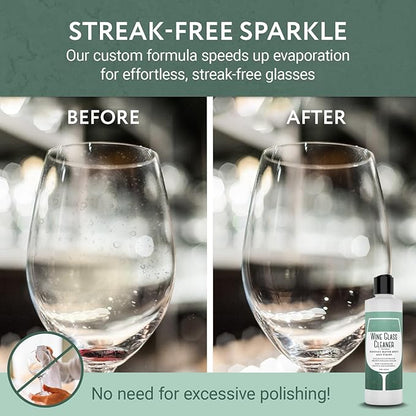 IMPRESA Concentrated Liquid Wine Glass Cleaner - 8 Fl Oz, Unscented Streak-Free Water Spot Removal & Cloudy Glassware Cleaner - Unscented Odor-Free Cleaning & Wine Glass Soap