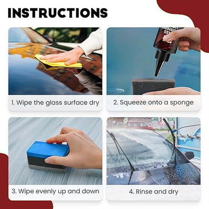 3pcs Bianca Glass Polishing Liquid D1 with Sponges,Car Glass Polishing Compound Windshield Cleaner Glas Oil Film Remover,Anti-Fog Hydrophobic Coating Spray, Oil Film,Wiper Marks and Scratches