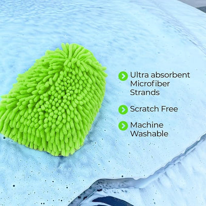 Premium Chenille Car Wash Mitt - Ultra-Soft, Scratch-Free, and Lint-Free Microfiber Mitt for Superior Car Wash Kit, Car Detailing, and Car Cleaning Supplies (1)
