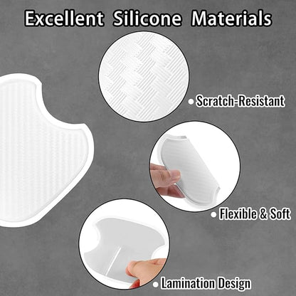 WORCAS 4Pcs Universal 3D Carbon Fiber Car Door Handle Paint Scratch Protector Sticker Auto Door Handle Cups Protective Pad(S)