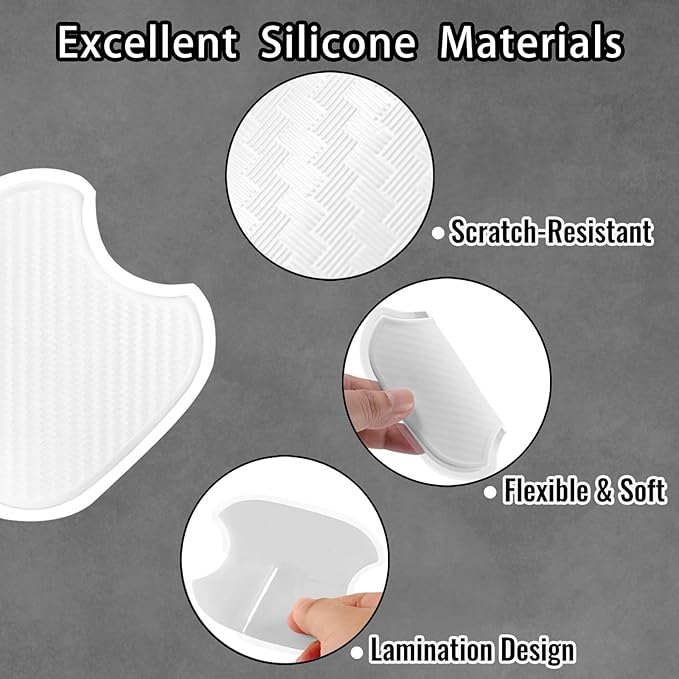 WORCAS 4Pcs Universal 3D Carbon Fiber Car Door Handle Paint Scratch Protector Sticker Auto Door Handle Cups Protective Pad(M)