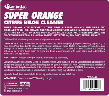 STAR BRITE Super Orange Citrus Bilge Cleaner - Biodegradable, Easy to Use - Pour In, Run Boat, Pump Out - Emulsifies Oil, Fuel & Leaves Bilge Clean With a Fresh Citrus Scent