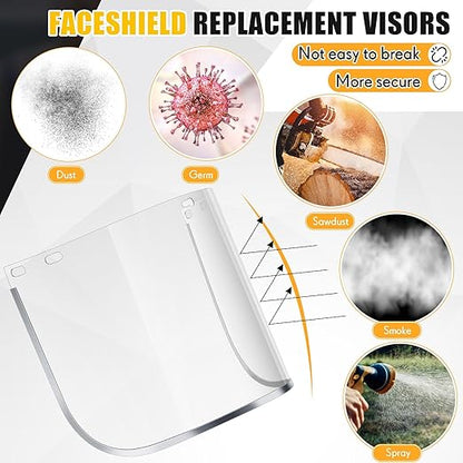 Kingdder 12 Pcs Clear Face Shield Replacement for Grinding and Cutting, 15x 8x 0.04 Inches Safety Faceshield Visors (PET, Aluminum Edge)