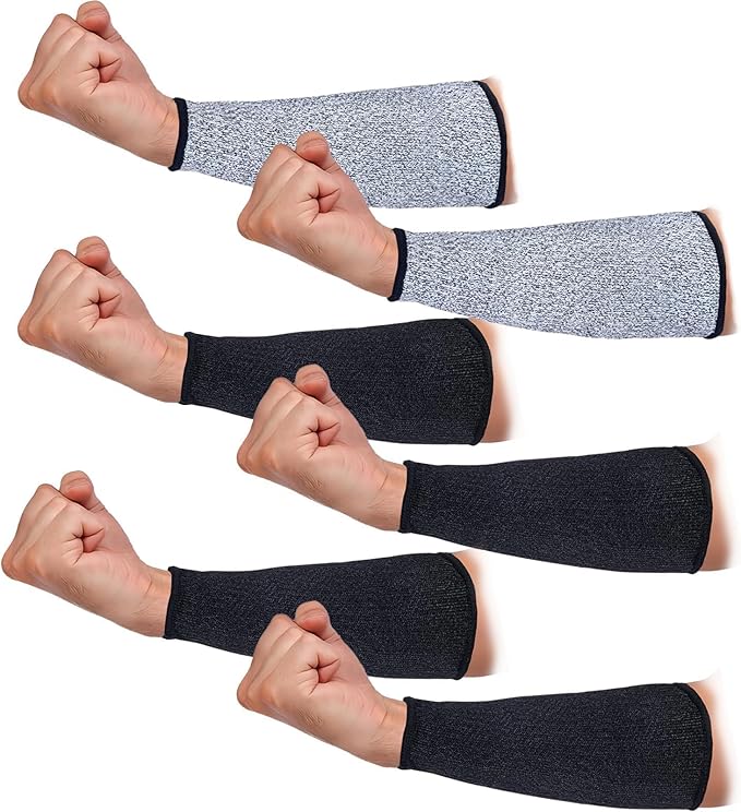 Naturahand 3 Pair Cut Proof Arm Sleeves Thin Skin Protection for Cooking Construction Woodwork Gardening Forearm Guards Men Women
