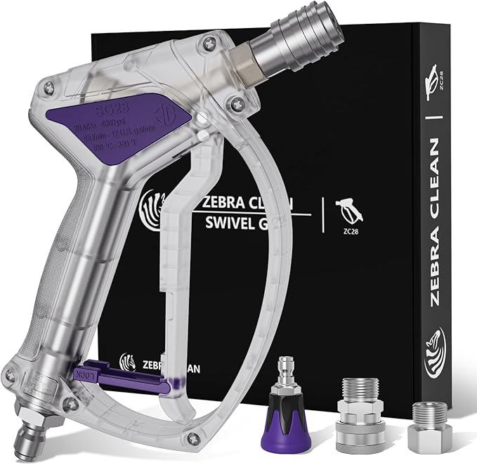 Short Pressure Washer Gun, Swivel Power Washer Gun 4060 PSI, Stubby Pressure Washer Gun with 3/8" Smooth & 1/4" Quick Connector Coupler Compatible with Hose Foam Cannon Car Wash Foam Gun