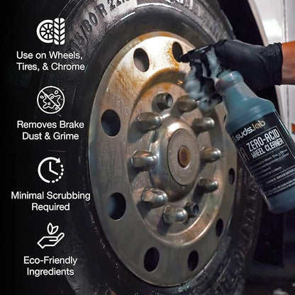 Suds Lab XA Zero-Acid Wheel Cleaner - Cleans Brake Dust and Grime for Car Rims and Tires - Safe on Chrome, Alloy and Aluminum Rims - 64 oz