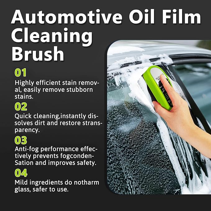 2Pcs Oil-Free Car Glass Brushes, Automotive Oil Film Cleaning Brush for Car Windows, 2025 Upgrade 2.0 Cleaning Doard, 150ml Universal Clearvision Glass Cleaner (2PCS)
