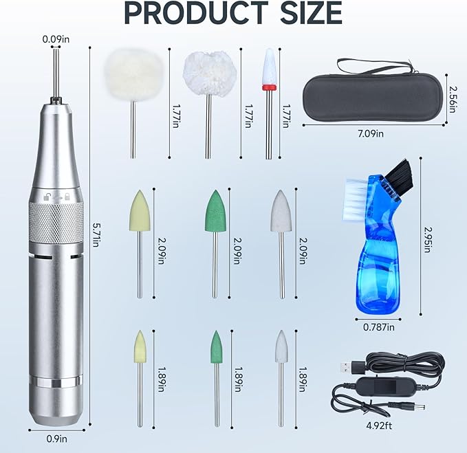 Portable Electric Mini Polisher with 30-Speed Adjustment & Forward/Reverse Switching, 11 Pro Accessories for Easy Polishing Tasks