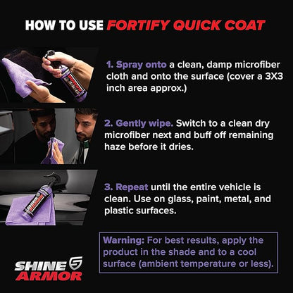 Car Wax Spray and Ceramic Coating for Cars - 3 in One Waterless Car Wash and Detailing for Maximum Shine - High Gloss Top Coat, Protective Auto Wax - 16FlOz by Shine Armor
