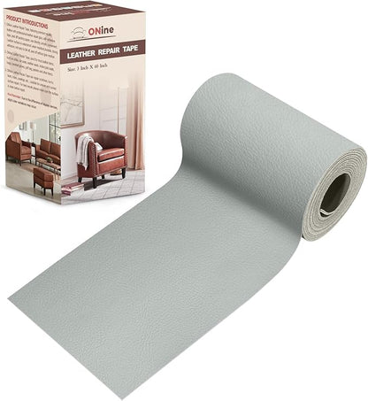 ONine Leather Repair Patch，Leather Repair Tape, 3 x 60 inches Leather Repair Patch for Furniture,Vinyl Repair kit，Leather Couch Patch，for Sofas, Furniture, car Seats(Blue Gray-Litchi Grain)