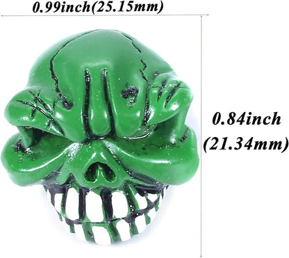 Abfer Skull Valve Caps Fun Wheel Tire Air Stem Dust Cover Cap Auto Decoration Accessories Fit Most Vehicle Car Truck Bike Motorcycle (Green)