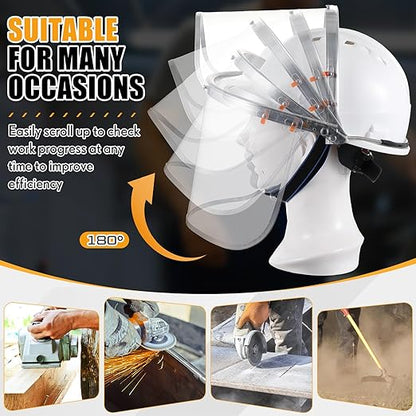 Zonon 6 Pcs Aluminum Face Shield Adapter for Grinding Cutting Cap Style Hard Hat Safety Face Mask Shield Visor Bracket (White)