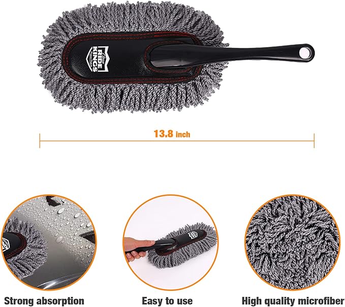 Car Duster Set, Car Duster Exterior Extendable Handle, Scratch Remover Large and Small Brushes Remove Dust Exterior Interior of RVs and Trucks,Microfiber Auto Interior Brush, 2-Packs