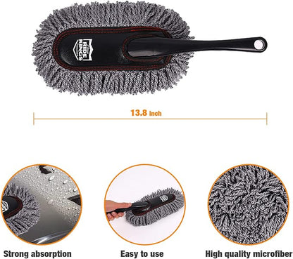 Car Duster Set, Car Duster Exterior Extendable Handle, Scratch Remover Large and Small Brushes Remove Dust Exterior Interior of RVs and Trucks,Microfiber Auto Interior Brush, 2-Packs