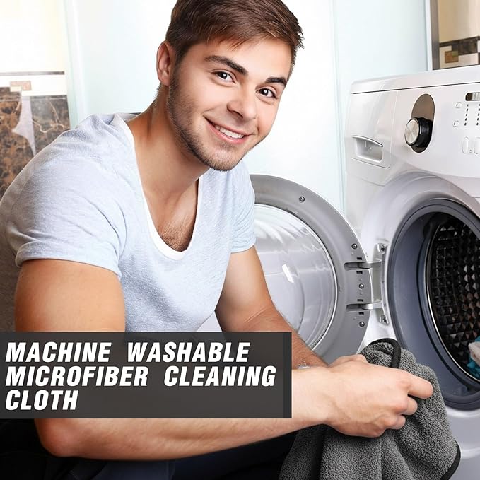 Tallew 18 Pcs Microfiber Towels 16 Inch x 16 Inch Microfiber Cloth Car Drying Towels for Cars Washing Polishing Office Windows Cleaning Household Supplies (Gray)