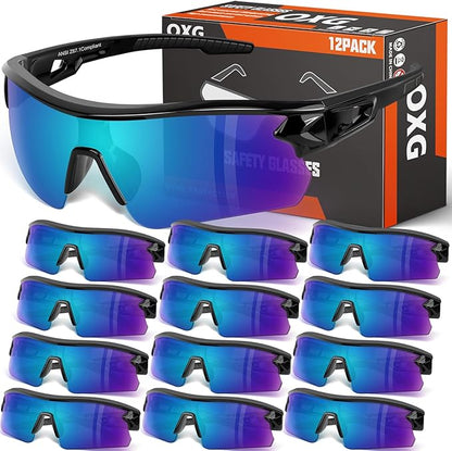 OXG 12 Pack Safety Glasses for Men Women, ANSI Z87.1 Work Glasses Scratch Impact Resistant Lens Protective Eyewear