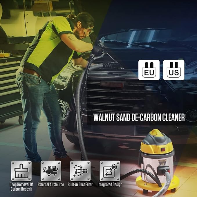 QPKING Walnut Sand DE-Carbon Cleaner HTS558 Walnut Blaster Cleaner Automotive Valvetronic System Carbon Deposition Cleaning Engine Intake Pipe Valve Clean Machine 110V/220V