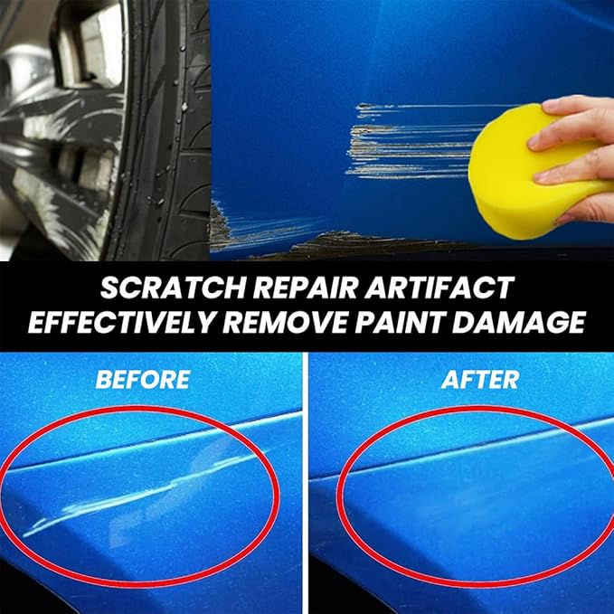 Wax Polishing Compound & Scratch Remover,Scratch Repair Wax for Car,Premium Car Scratch Remover Kit with Wipe & Sponge,White (Lotion)