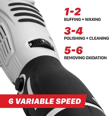 Maxshine Professional Portable Cordless Polisher (M0312 V2) - Portable, Lightweight (1.93 lbs), 6-Speed DA/Rotary Polisher for Auto Detailing, Scratch & Swirl Repair, Paint Protection, Gloss & Shine