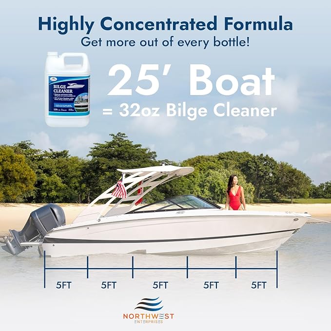Bilge Cleaner for Boats - Highly Effective Removing Dirt, Grime, Emulsifying Oil, and more. Easy to use, Fast Results (One Gallon)
