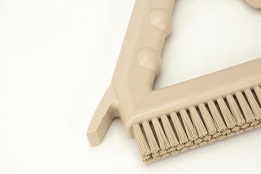 SPARTA Plastic Commercial Grout Brush, Triangle-Shaped Scrub Brush with Scraper and Two Threaded Holes for Attaching Handle (Sold Separately), 9 x 7 x 7 Inches, Tan, (Pack of 4)