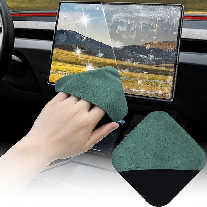 SuperKaKa Car Screen Cleaner- Vehicle Touchscreen Microfiber Cleaning Cloth, Touch Screens Clean Wipes Cars Interior Accessories Universal for Tesla Dashboard Display (Green)