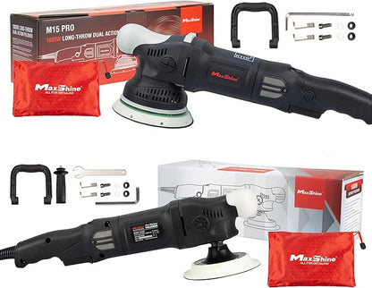 Maxshine M15 Pro/ M1000 Kit - Includes 2 Polishers: 1000W 5”, 6-Speed, 5/16” (M15) & 5/8” (M1000) Threads - Auto Detailing Tool for Buffering, Paint Protection, Swirl & Scratch Repair, Glossy Shine