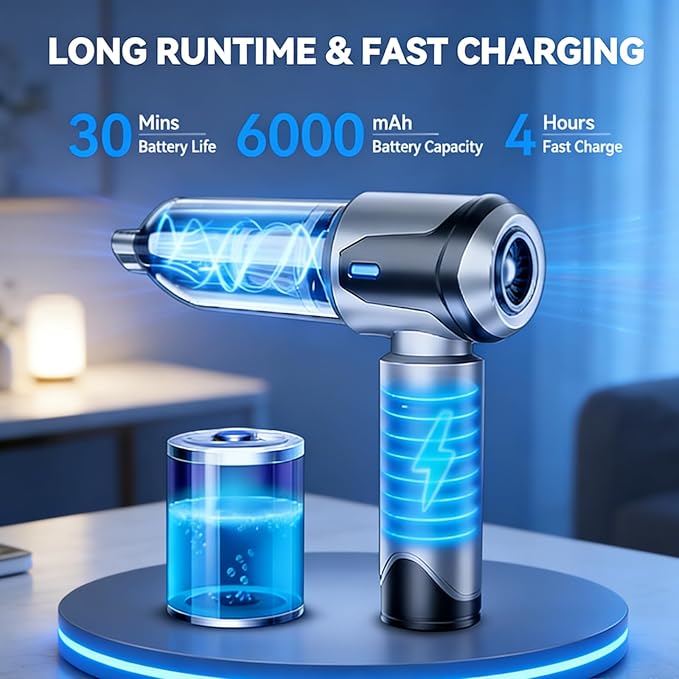 Nefuo Handheld Car Vacuum Cleaner, 22000Pa High Power Hand Held Vacuum Cordless, 9-in-1 Car Vacuum Portable Cordless, 120W Handheld Vacuum with Multi-Nozzles for Auto, Home, Office, Pet