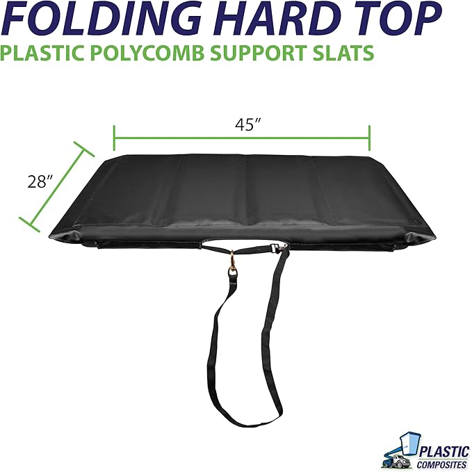 Bucket Truck Parts Folding Hard Top Bucket Cover That Holds Up Even If Water Pools, Nylon Strap with Buckle for Quick Fastening, Fits 28"x45" Edge to Edge