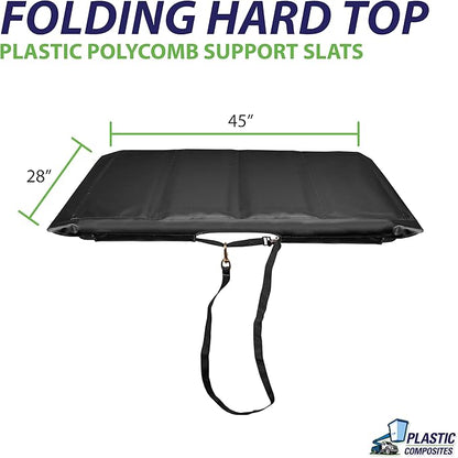 Bucket Truck Parts Folding Hard Top Bucket Cover That Holds Up Even If Water Pools, Nylon Strap with Buckle for Quick Fastening, Fits 28"x45" Edge to Edge