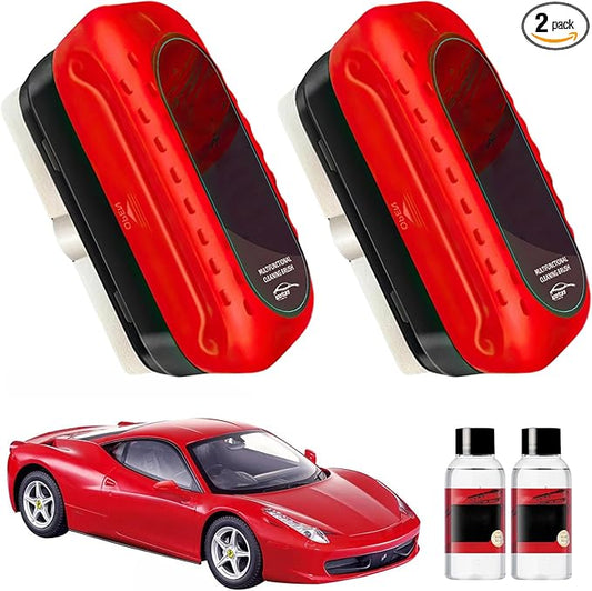 Car Glass Oil Film Cleaner, Automotive Oil Film Cleaning Brush for Car Windows, Clear Vision Glass Cleaner, Cars Windshield Cleaner Tool, Anti-Rain Fog Cleaning Glass Brush (2 Brushes + 2 Refills)