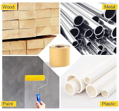 S SATC 400 Grit Sandpaper Roll Self Adhesive Backed Sandpaper 1 Roll Long PSA Sander Paper Roll Aluminum Oxide Gold Sandpaper for Automotive and Woodworking