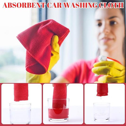 Nuenen 60 Pcs Microfiber Cleaning Cloths for Cars 16 x 16 Inch Ultra Absorbent Car Towels Drying Reusable Cleaning Supplies House Kitchen Window Microfiber Towel (Red)