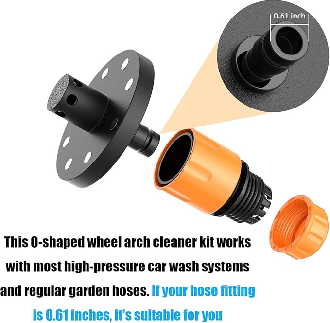 Magnetic Chassis Cleaner Flusher Kit (Includes Wash Mitt) for Standard 0.61” Garden Hose & Pressure Washers, 360° Magnetic Undercarriage Cleaner with 6 Nozzles, for Truck, SUV, Off-Road (1pc)