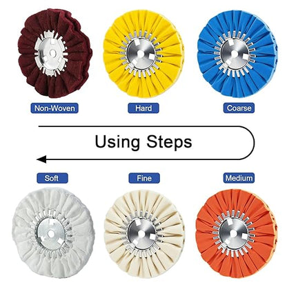 QZATTCAEN 8" Non-Woven Airway Buffing Wheel, 5/8" Arbor Hole | Surface Prep Wheel for Angle Grinder, Ideal for Sanding & Polishing Aluminum, Stainless Steel - 4 PCS