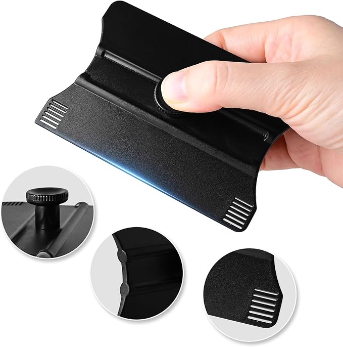 NEWISHTOOL Vinyl Wrap Squeegee with Blade Guide Cut Line and Handle Grip, 2 PCS Wing Shaped Squeegee Smooth Hard Card Scraper for Sign Making, Window Tinting and Precise Distance Cutting