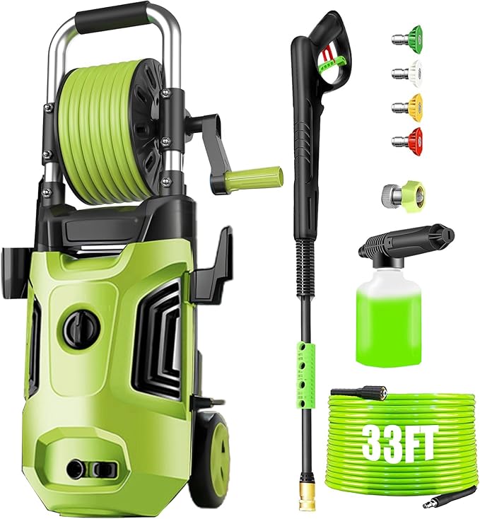 Pressure Washer 4800 PSI Power Washers Electric Powered with 33ft Pressure Hose, 4 Nozzle and Foam Cannon, Powerwashers for Home, Cars, Patio, Navy Blue