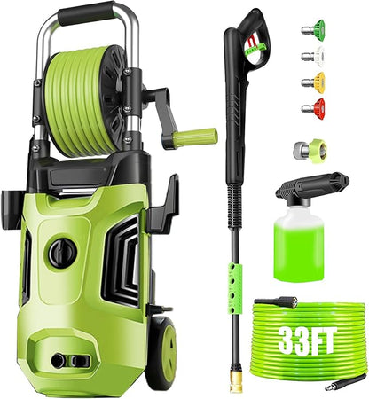 Pressure Washer 4800 PSI Power Washers Electric Powered with 33ft Pressure Hose, 4 Nozzle and Foam Cannon, Powerwashers for Home, Cars, Patio, Navy Blue