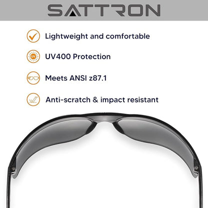 SATTRON Tinted Safety Glasses Bulk 24 Pack, UV Protective Safety Sunglasses for Men Women, ANSI Z87.1 Scratch & Impact Resistant Eye Protection, Ideal for Construction, Shooting, Lab