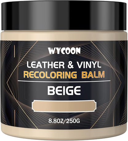 WYCOON Leather Recoloring Balm & Color Restorer | Beige Leather Dye, Paint & Repair Kit for Furniture, Couches, Car Seats, Shoes | Restore Faded & Scratched Surfaces