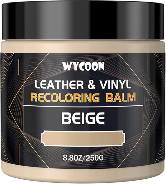 WYCOON Leather Recoloring Balm & Color Restorer | Beige Leather Dye, Paint & Repair Kit for Furniture, Couches, Car Seats, Shoes | Restore Faded & Scratched Surfaces