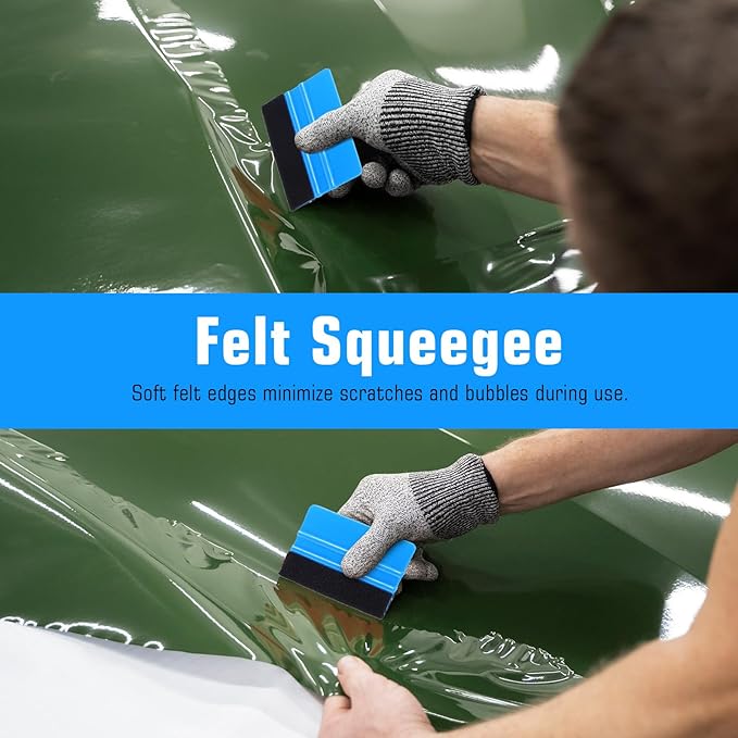 20 Pack Vinyl Wrap Squeegee 4 Inch / 6 Inch Felt Edge Squeegee Window Film Tint Squeegee Decal Applicator Scraper Tool Wallpaper Smoothing Tool with 20 PCS Black Fabric Felt
