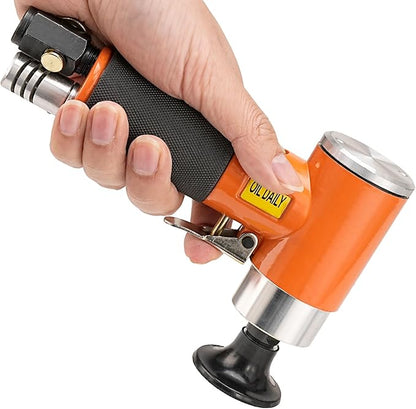 NuoDunco 2 Inch Pneumatic Mini Orbital Sander Kit 2-in-1 Air Right Angle Grinder Polisher Kit Surface Prep Tool with 40 Pcs Quick Change + Hook & Loop Sanding Discs for Metal & Woodworking