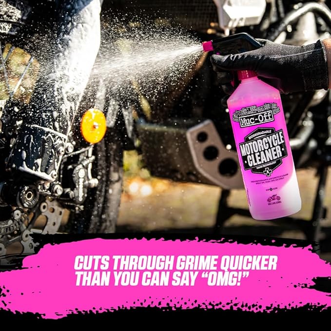 Muc Off 664US Nano-Tech Motorcycle Cleaner, 1 Liter - Fast-Action, Biodegradable Motorbike Cleaning Spray - Safe On All Surfaces and All Types of Motorcycle Pink
