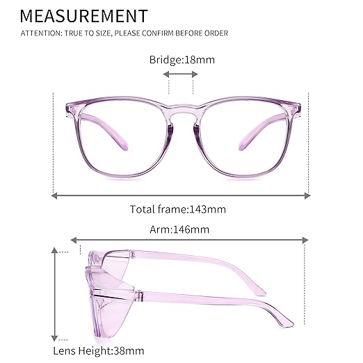 Alsenor Safety Glasses Anti Fog Goggles Protective Eyewear Blue Light Blocking Anti Dust UV Protection Glasses For Men Women (Lilac)