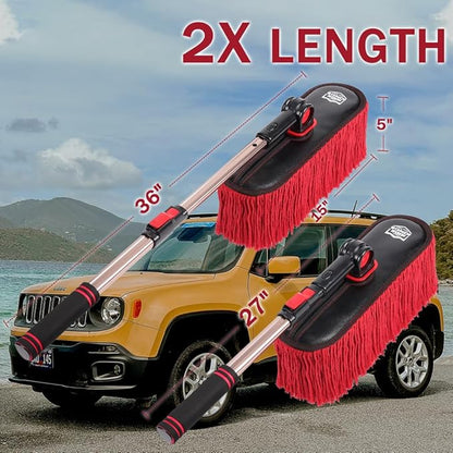 Car Duster Exterior Scratch Free,Soft Brush Kit for Truck,SUV,RV and Motorcycle,Wax Cotton Hair,Car Dusters with Extendable Handle,Duster for Cleaning,Dust Removing,No Lint