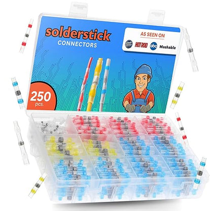 Waterproof Solder Seal Wire Connectors Kit, Electrical Insulated Wire Splice Heat Shrink Wire Connectors with 4 Gauges - 12-10, 16-14, 22-18, 26-24 AWG (250)