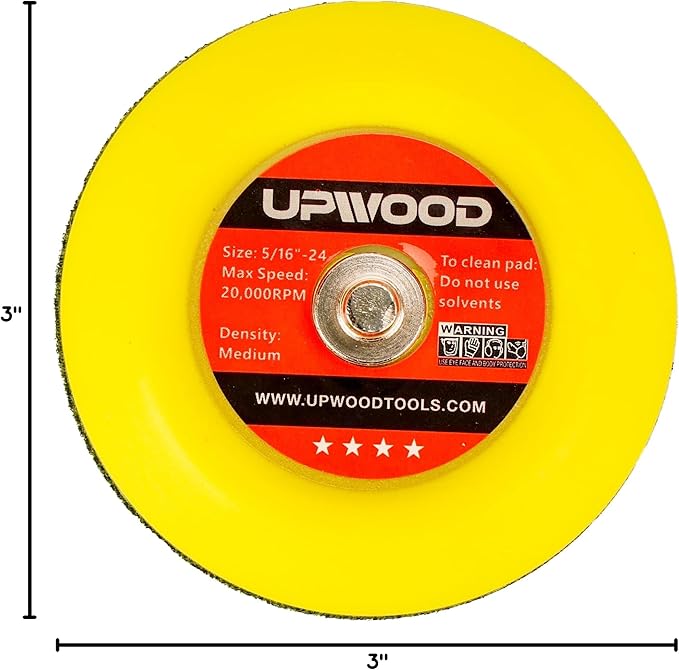 UPWOOD 8 pcs 3 inch 5/16"-24 Thread Hook and Loop Backing Pad for Mini Air Sander Polisher